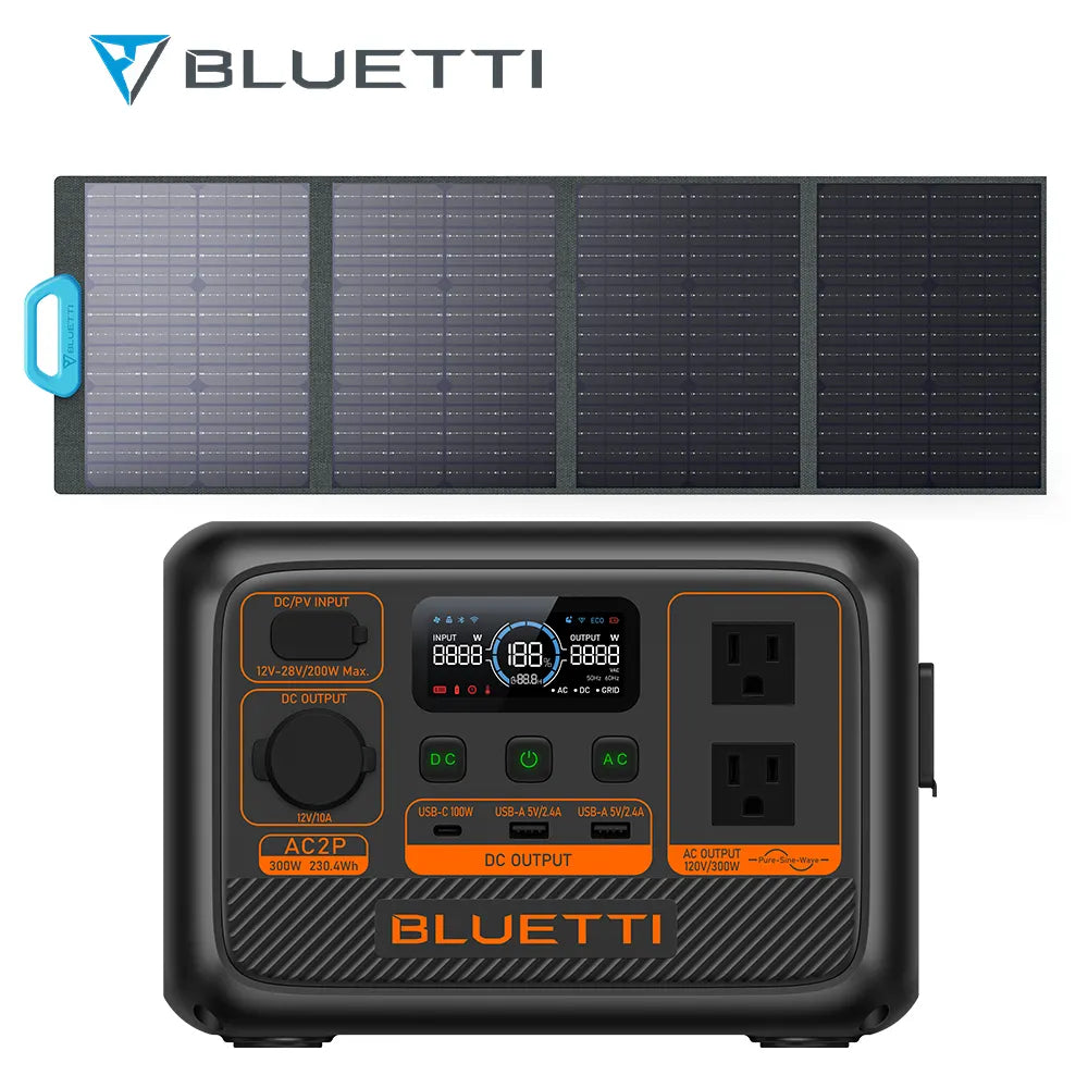 AC2P+PV120 300w Solar Power Bank | Portable With Solar Panel PV120